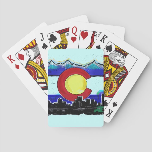 Colorado Denver skyline artistic playing cards (Back)