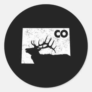 Colorado Elk Hunting - Bull Elk State Shape  Classic Round Sticker