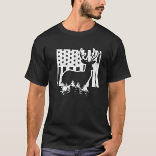 Colorado Elk Hunting State Map US Flag Patriotic H T-Shirt