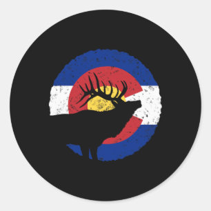 Colorado Elk Hunting T Shirt Co State Flag Hunter Classic Round Sticker