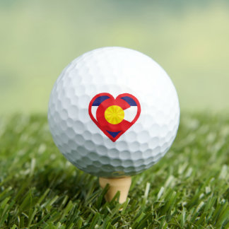 Colorado Flag And Heart Design Golf Balls