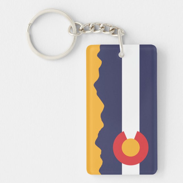 Colorado Flag and Mountain Range Keychain (Front)