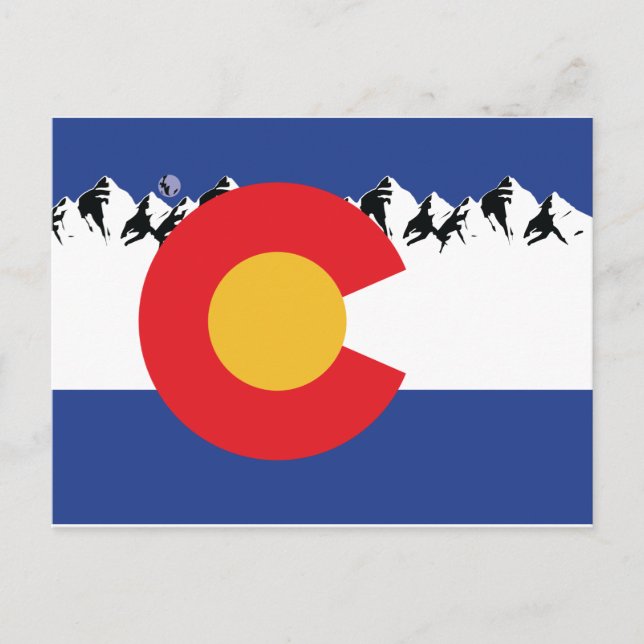 Colorado Flag and Mountains Holiday Postcard (Front)