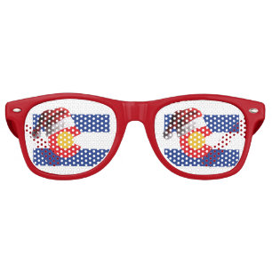 Colorado-Flag-and-Santa-Hat Retro Sunglasses
