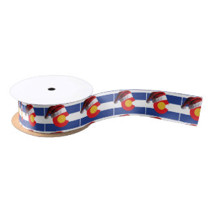 Colorado-Flag-and-Santa-Hat Satin Ribbon