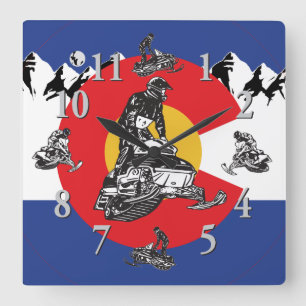 Colorado Flag and Snowmobile clock