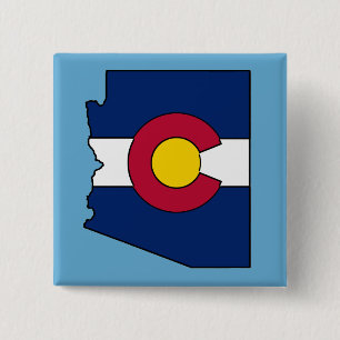 Colorado flag Arizona outline square pin button