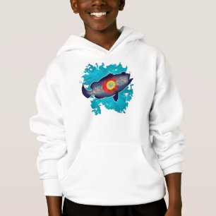 Colorado flag bass fish kids hoodie