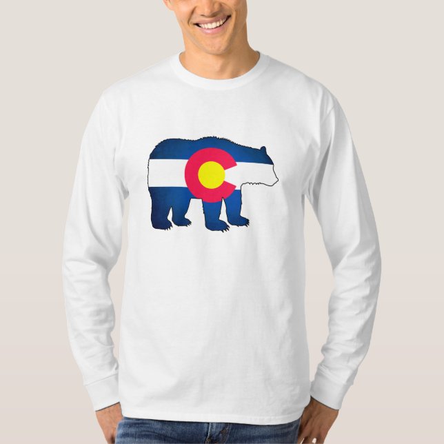 Colorado flag bear mens long sleeve shirt (Front)