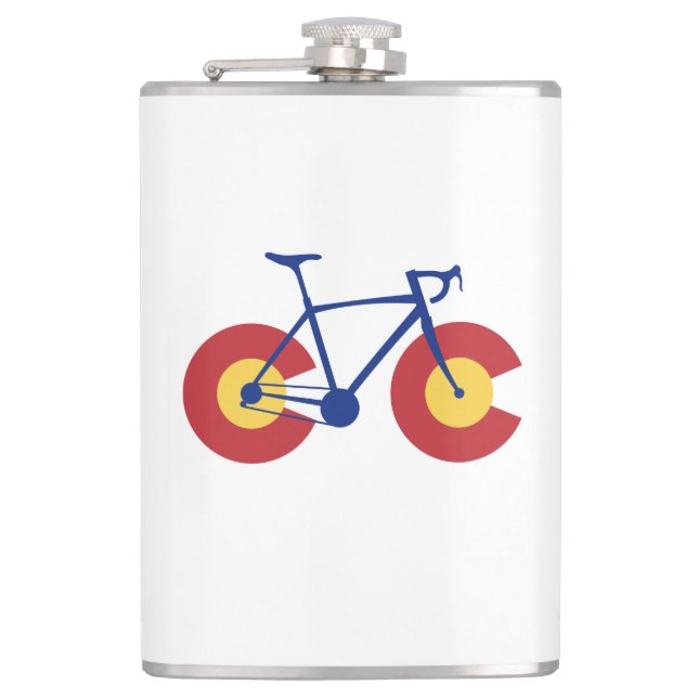 Colorado Flag Bicycle Hip Flask (Front)