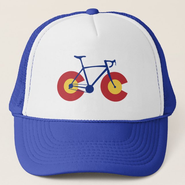 Colorado Flag Bicycle Trucker Hat (Front)
