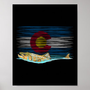 Colorado Flag Brown Trout Fly Fishing Fisherman Vi Poster