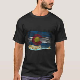 Colorado Flag Brown Trout Fly Fishing Fisherman Vi T-Shirt