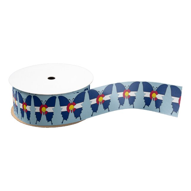 Colorado flag butterfly crafting ribbon grosgrain ribbon (Spool)