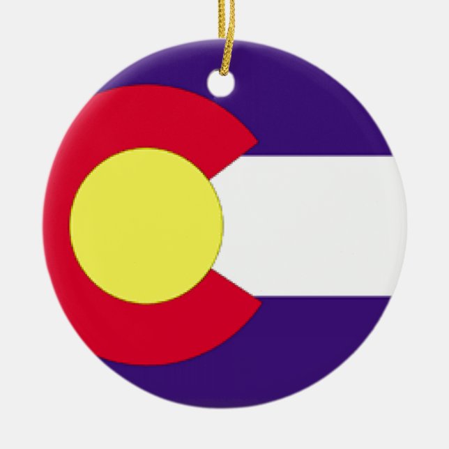 Colorado Flag Ceramic Tree Decoration (Front)