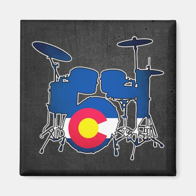Colorado flag drums square magnet (Front)