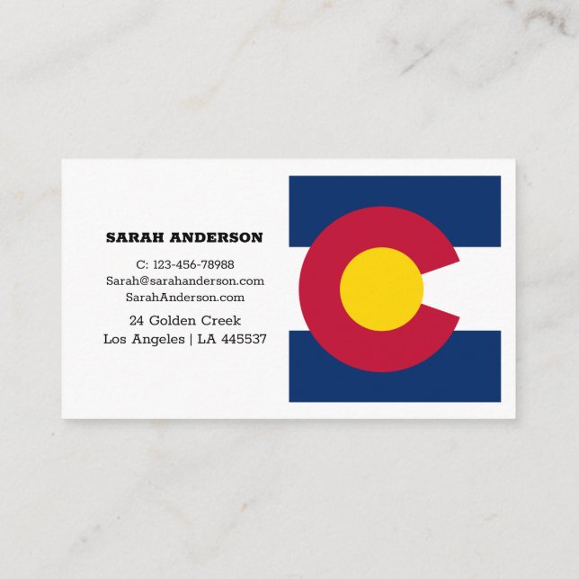 Colorado Flag Elegant Business Card / USA (Back)