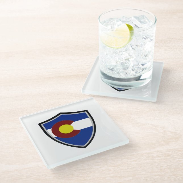 Colorado flag glass coaster (Angled)