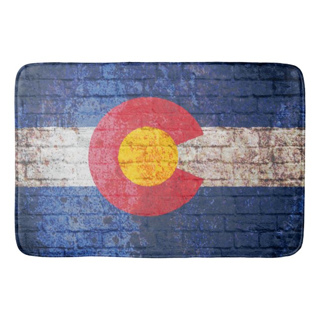 Colorado flag grunge brick wall bath mat (Front)