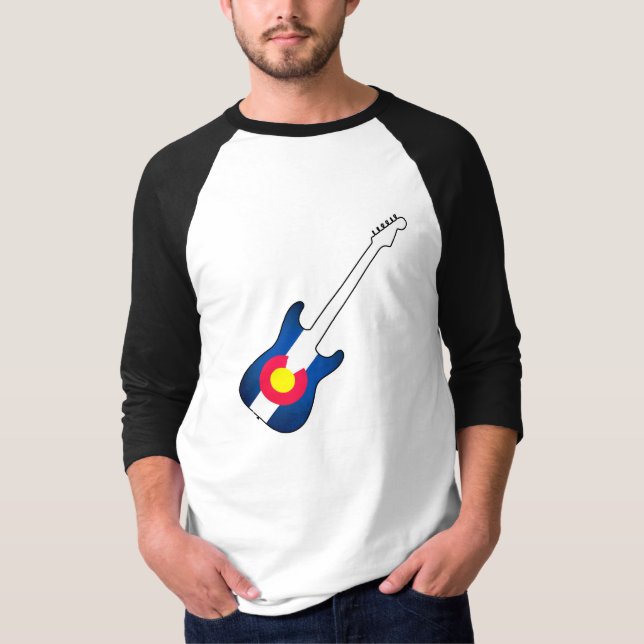 Colorado flag guitar mens reglan shirt (Front)