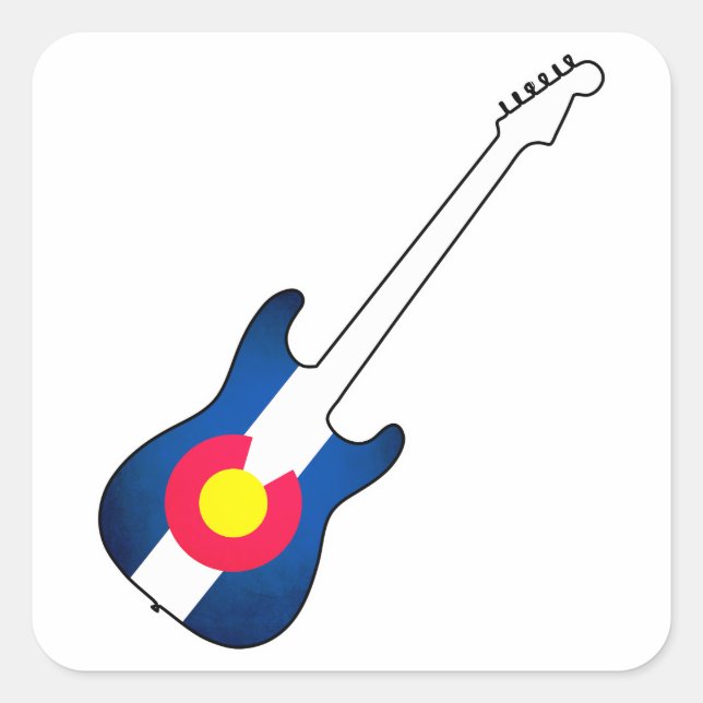 Colorado flag guitar square sticker labels (Front)