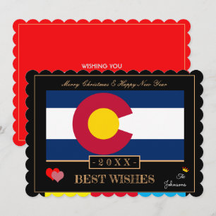 Colorado Flag & Happy New Year /Best Wishes USA Holiday Card