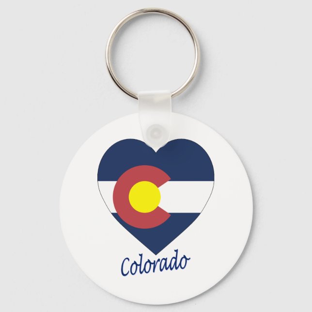 Colorado Flag Heart Key Ring (Front)