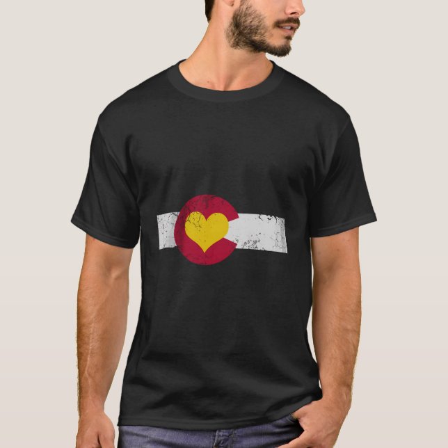 Colorado Flag Heart Love Family T-Shirt (Front)