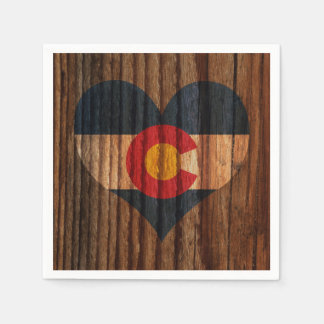 Colorado Flag Heart on Wood theme Napkin