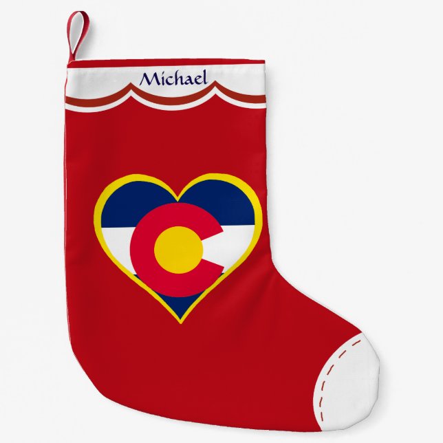 Colorado Flag Heart Personalised Small Christmas Stocking (Front)