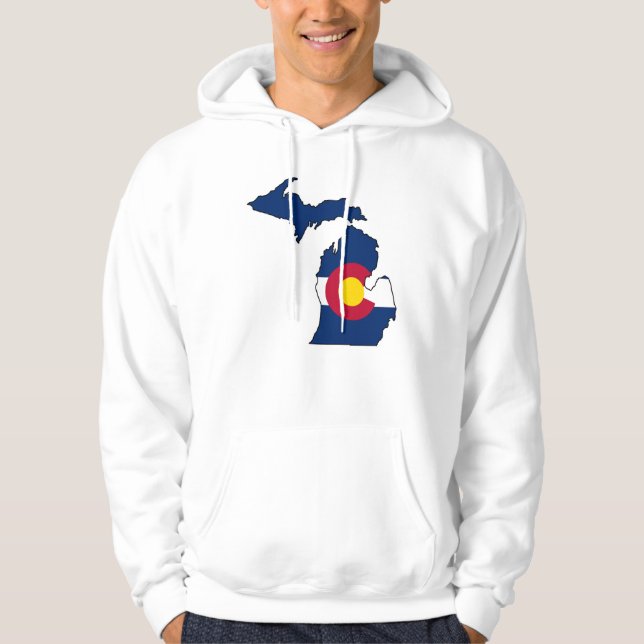 Colorado flag Michigan outline guys hoodie (Front)
