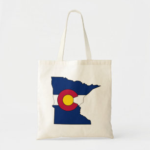 Colorado flag Minnesota outline tote bag