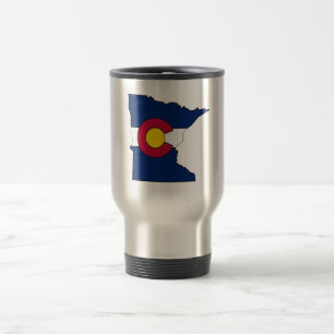 Colorado flag Minnesota outline travel mug