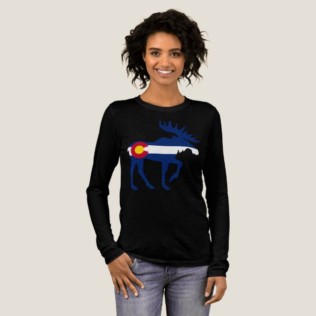 Colorado Flag Moose Colorado Flag Tri-Blend Shirt (Full Front)