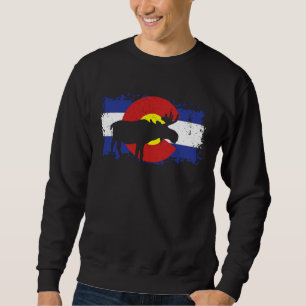 Colorado Flag Moose Hunter  Cool Moose Hunting Men Sweatshirt