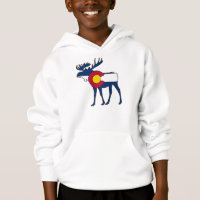 Colorado flag moose kids hoodie