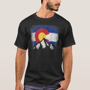 Colorado Flag Mountain Ski Winter Hiker Hiking Cam T-Shirt