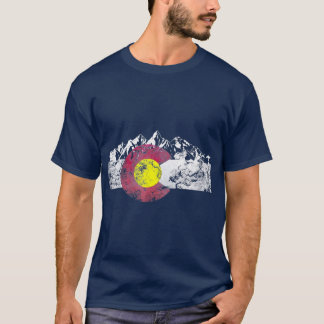 Colorado Flag Mountains Retro Vintage Distressed T-Shirt