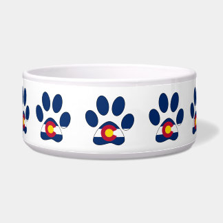 Colorado flag paw print pattern pet bowl