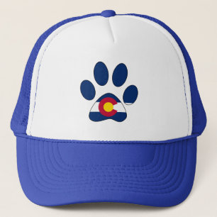 Colorado flag paw print trucker hat