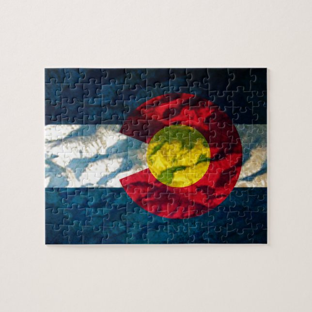 Colorado flag Rock Mountains Jigsaw Puzzle (Horizontal)
