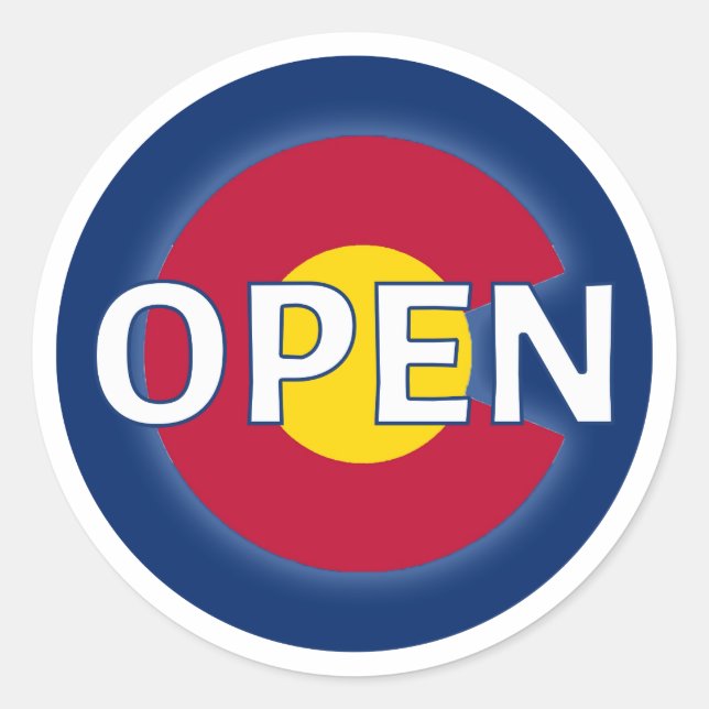 Colorado flag round circle open stickers (Front)