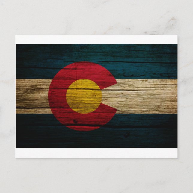 Colorado Flag Rustic Old Wood Postcard (Front)