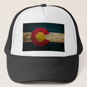 Colorado Flag Rustic Old Wood Trucker Hat