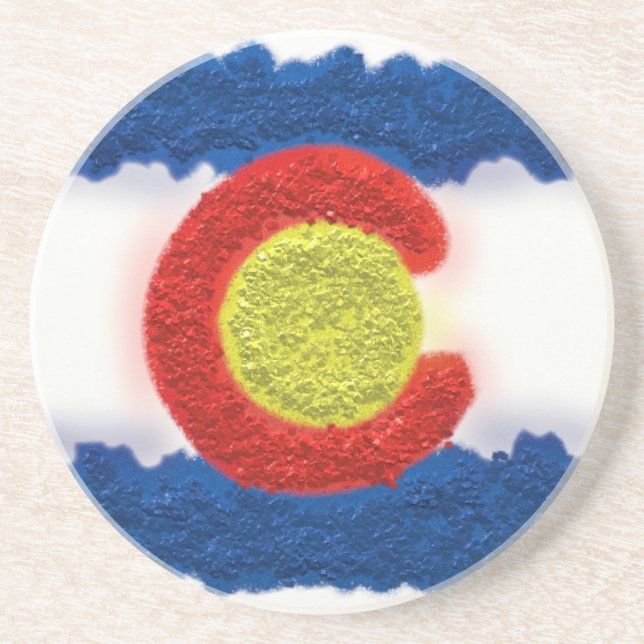 Colorado flag sand art coaster (Front)