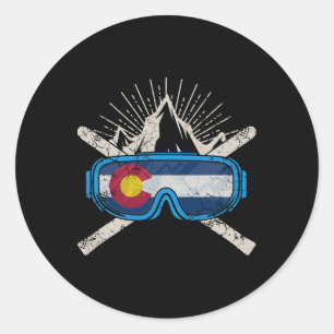 Colorado Flag Ski Skiing Vacation Classic Round Sticker