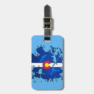 Colorado flag ski splatter luggage tag