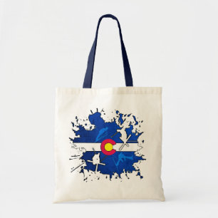 Colorado flag ski splatter tote bag