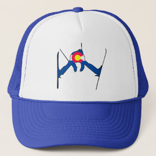 Colorado flag skier trucker hat
