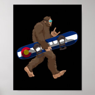 Colorado Flag Snowboarding Bigfoot For Snowboarder Poster